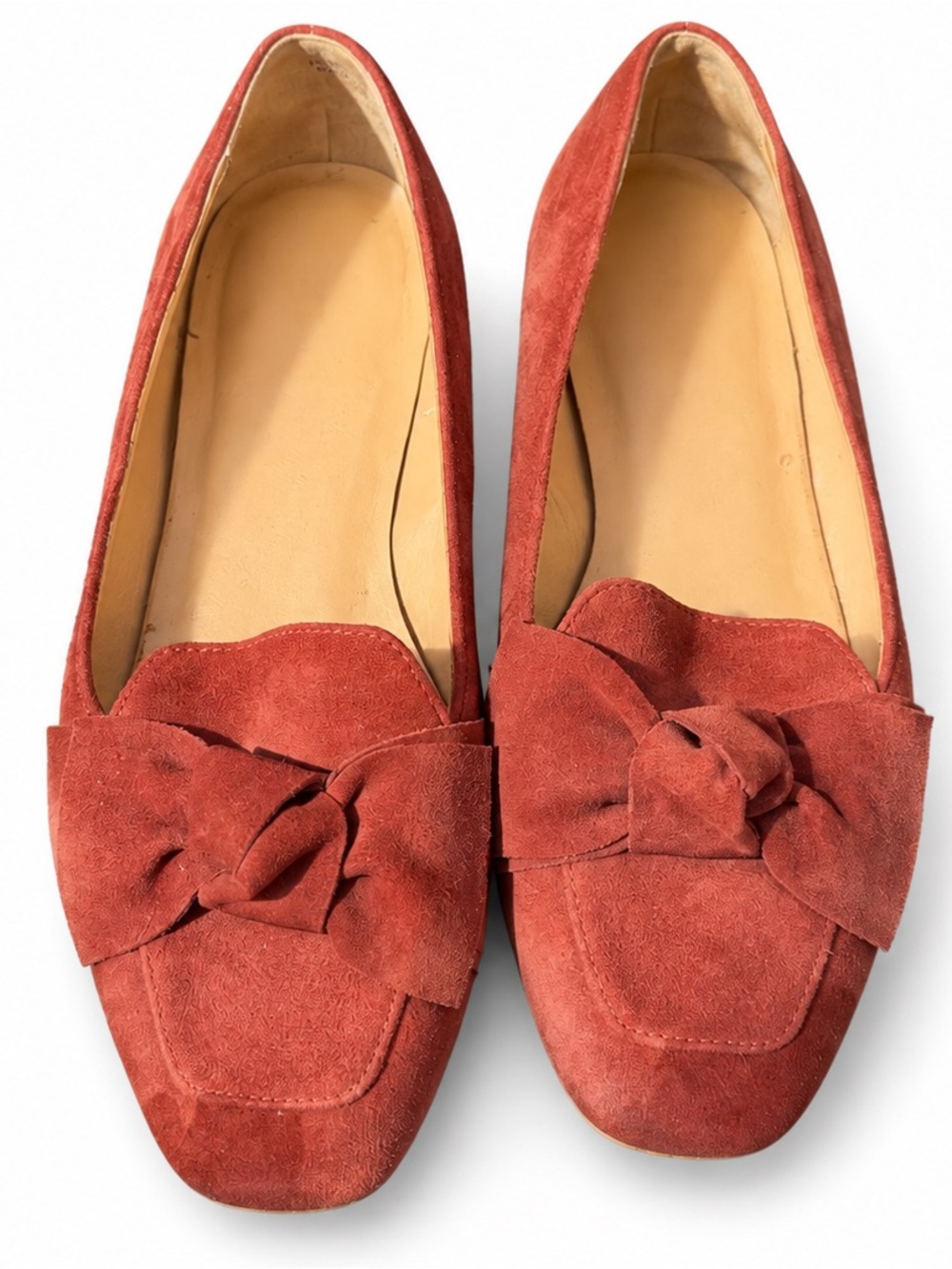 Talbots Rust Red Suede Bow Flats Women’s Size 7M Leather Loafers